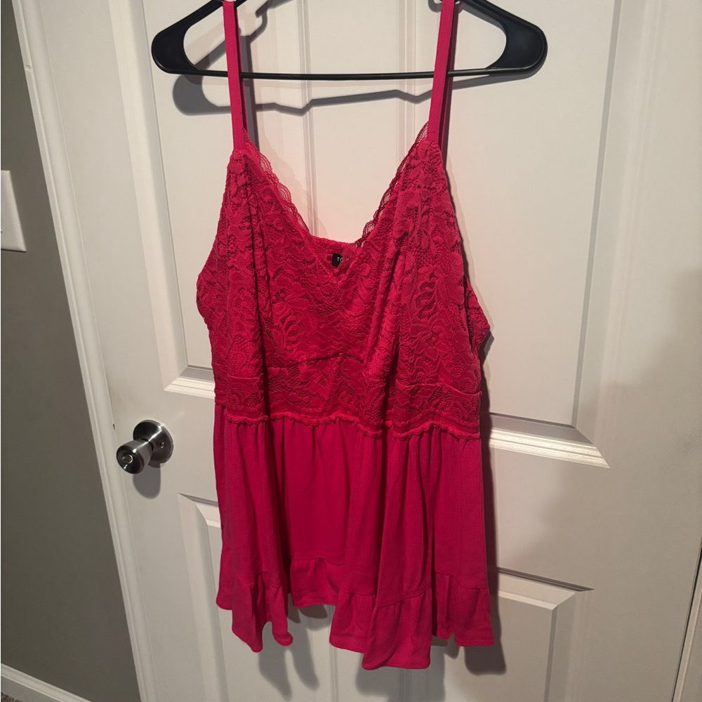 Torrid: Babydoll Crinkle Washable Crinkle Gauze And Lace Tank